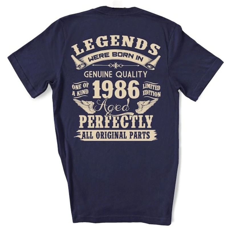 Vintage Man Birthday Made 1986 of Legends Were Born in Perfectly Crewneck Shirt Funny 39th Gift for Dad Mens Graphic Tshirts