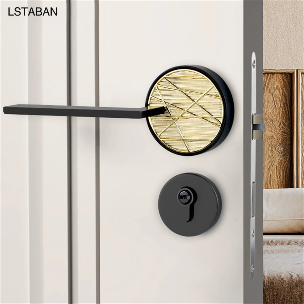 Room Door Handle Mechanical Lock High-Grade Zinc Alloy Handle Lock Silent Split Door Lock Bedroom Bathroom Hardware Accessories