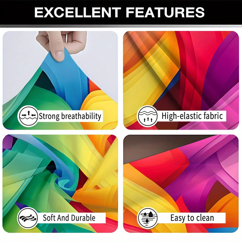1pc Vibrant Rainbow Wavy Ribbon Print Stretch Sofa Cover, Removable Washable Couch Slipcover for Bold Modern Home Decor