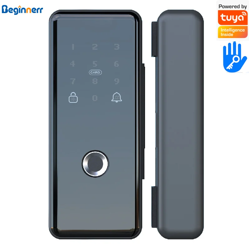 Tuya wifi TTlock smart glass door lock fingerprint Password Card Key App Remote control Smart door lock