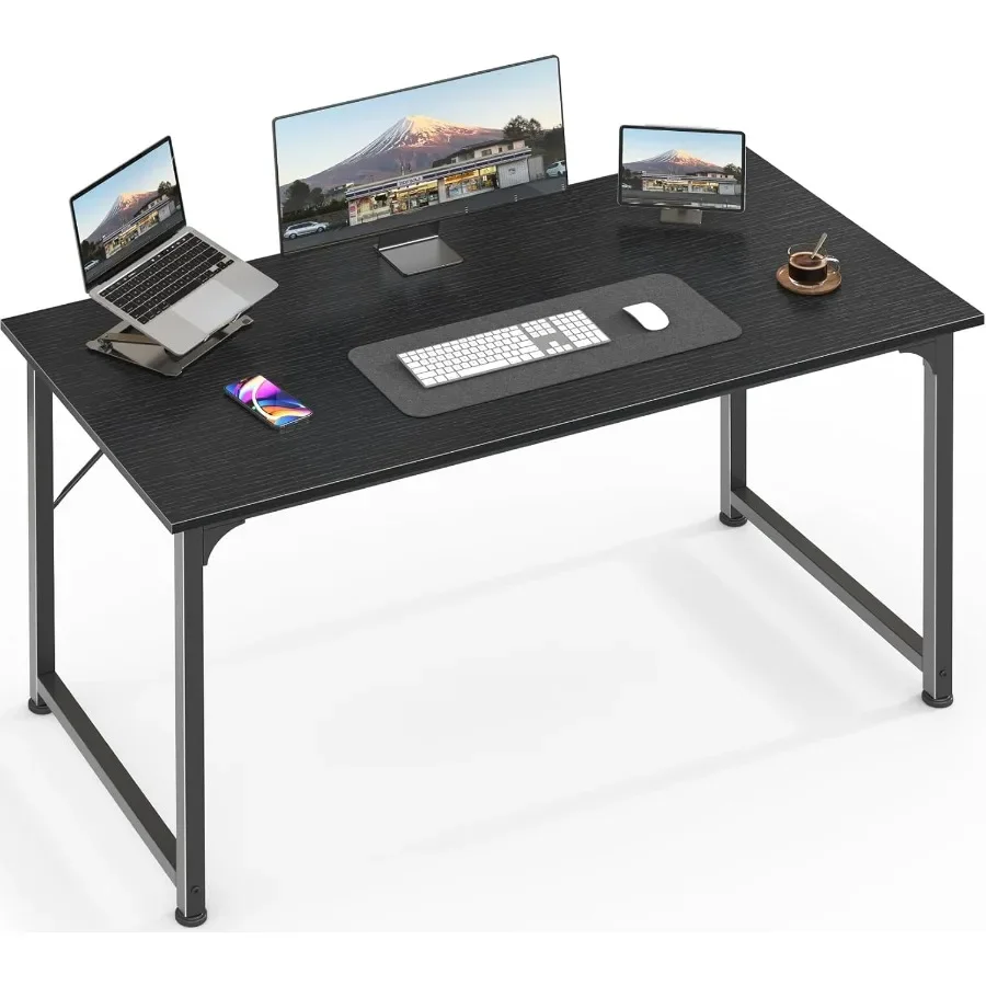 

Modern Simple Office Desk 40 Inch Gaming Desk with Storage Black Metal Frame Large Legroom for Home and Workspaces Ideal for Co