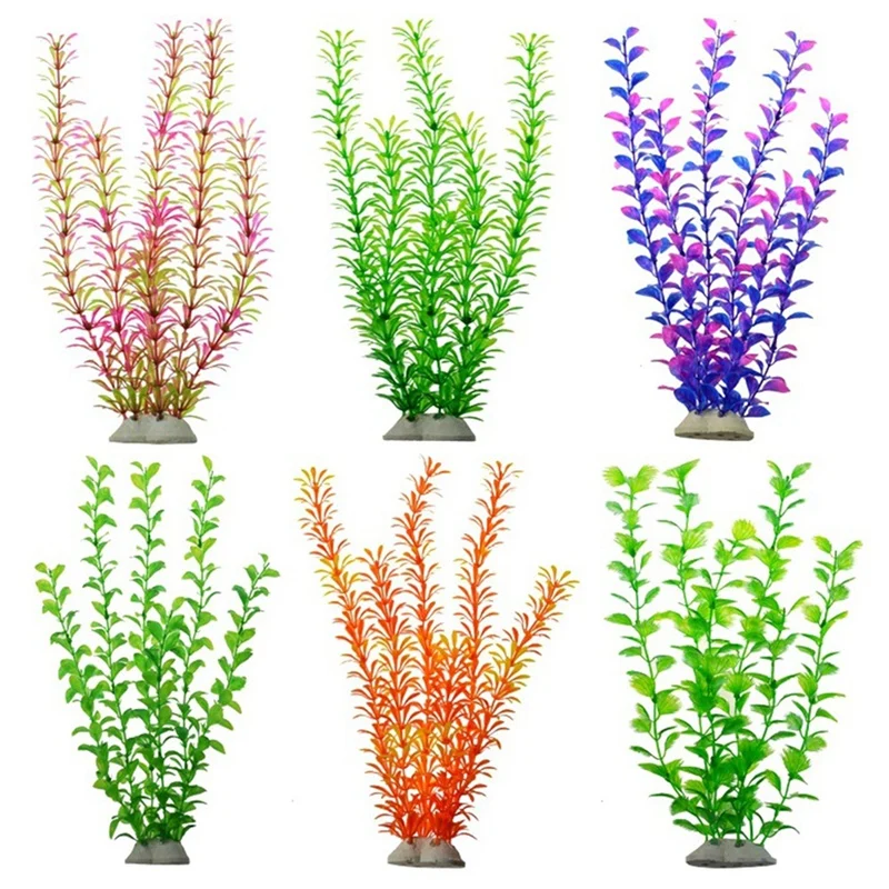 6Pcs Aquarium Landscape Decoration Set Simulation Plant Scenery Aquatic Plastic Aquatic Silk Flower Aquarium Decoration Set