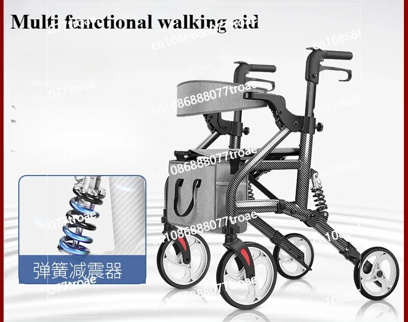 Wheelchair walker two-in-one auxiliary walker the elderly trolley folding light small scooter