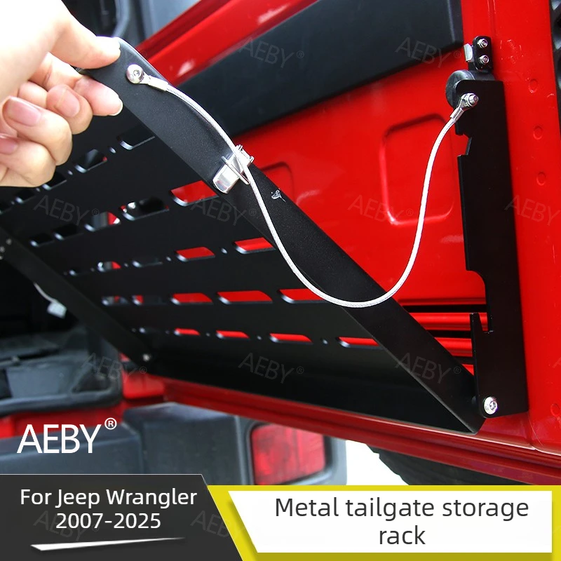 For Jeep Wrangler 2007-2025 Folding tailgate cargo carrier rear door storage rack,Pull-down tailgate table,Expansion bracket