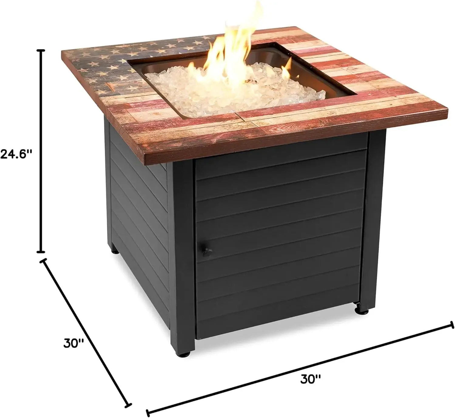 Endless Summer, The Liberty, Square 30" Outdoor Propane Fire Pit, Includes White Fire Glass, Protective Cover, and Patented