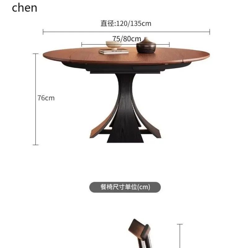 

TQH7.2 Vintage Style Dining Table Extendable Solid Wood Round Square Dual-use Chair Dining Table and Chair Set
