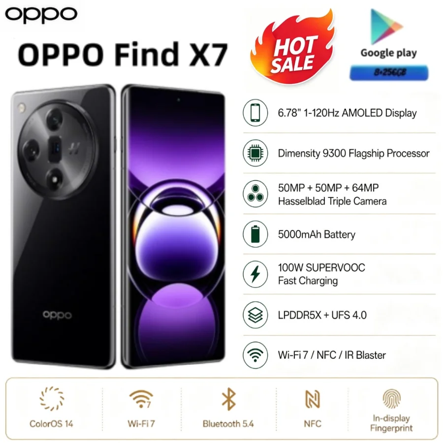 2026 New OPPO Find X7 5G Official Authentic Product 6.78' Display Dimensity 9300 Processor 50MP 100W Fast Charge