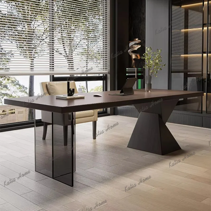 YJ Italian minimalist desk electric minimalist high-end living room solid wood desk worktable acrylic suspension household brain