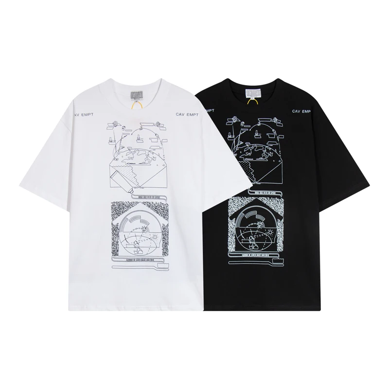 Summer Men Women CAVEMPT Tshirts Graffiti Print Cotton Round Neck C.E Graphic T Shirts