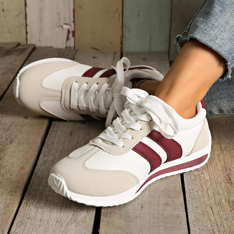2026 Spring/summer Women's Sneakers Casual Platform Female New Striped Casual Running Shoes Comfortable Vulcanized Shoes