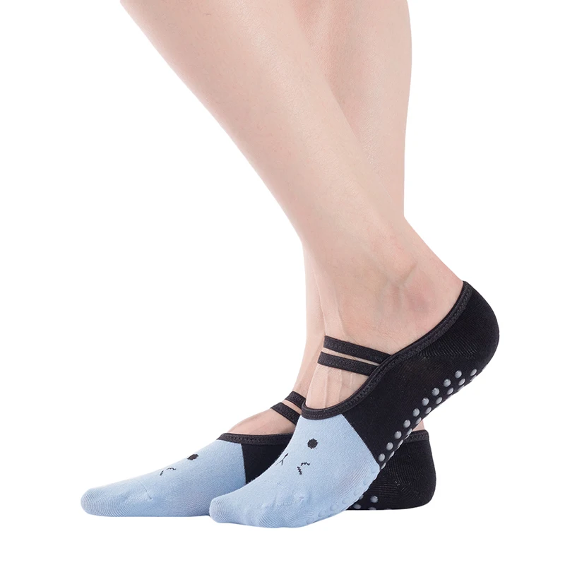 Bandage Yoga Socks for Women Anti-Slip Floor Socks Quick-Dry Backless Pilates Ballet Socks Cat Print Sportswear Accessories