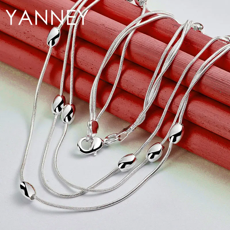Charm 925 Sterling Silver 18 Inches Bead Chain Necklace Fashion Women Men Wedding Party Punk Accessories Jewelry image 6