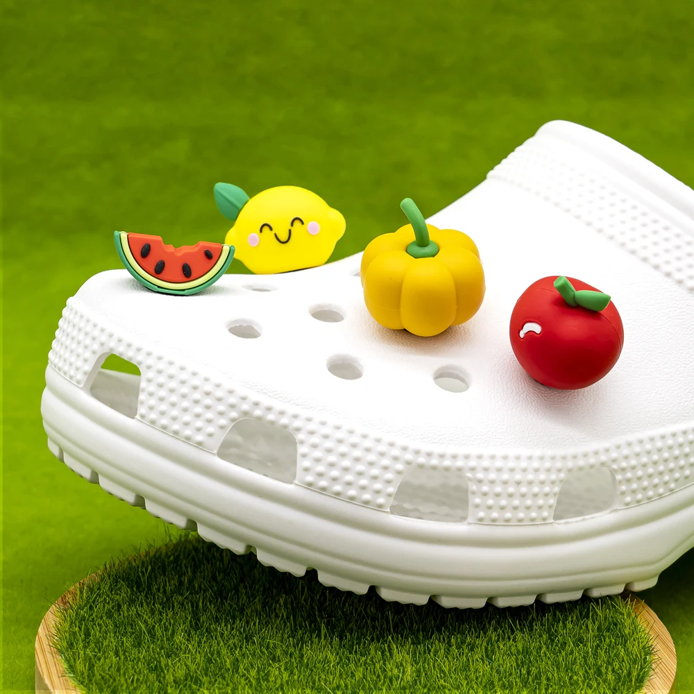 1PCS 3D Schuh Charms Wassermelone Erdbeere Banane Schuh Dekorationen Zubehör Tulpen Kaktus Pilze Sandalen Pins Für Frauen Kind – Detail 1