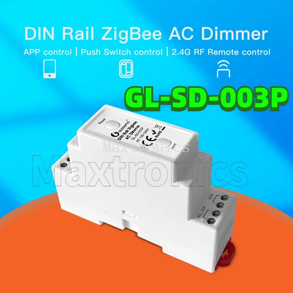 ZigBee3.0 Din Rail AC Dimmer GL-SD-003P APP Push Wall Switch Control 35MM Guide Rail Work with Tuya SmartThings Alexa Smart Life