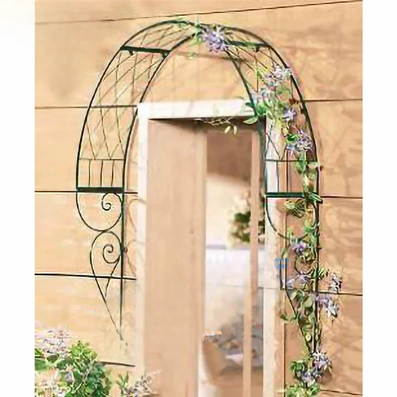 garden outdoor wrought iron arch window wall hanging arched flower shelf clematis bracket plant