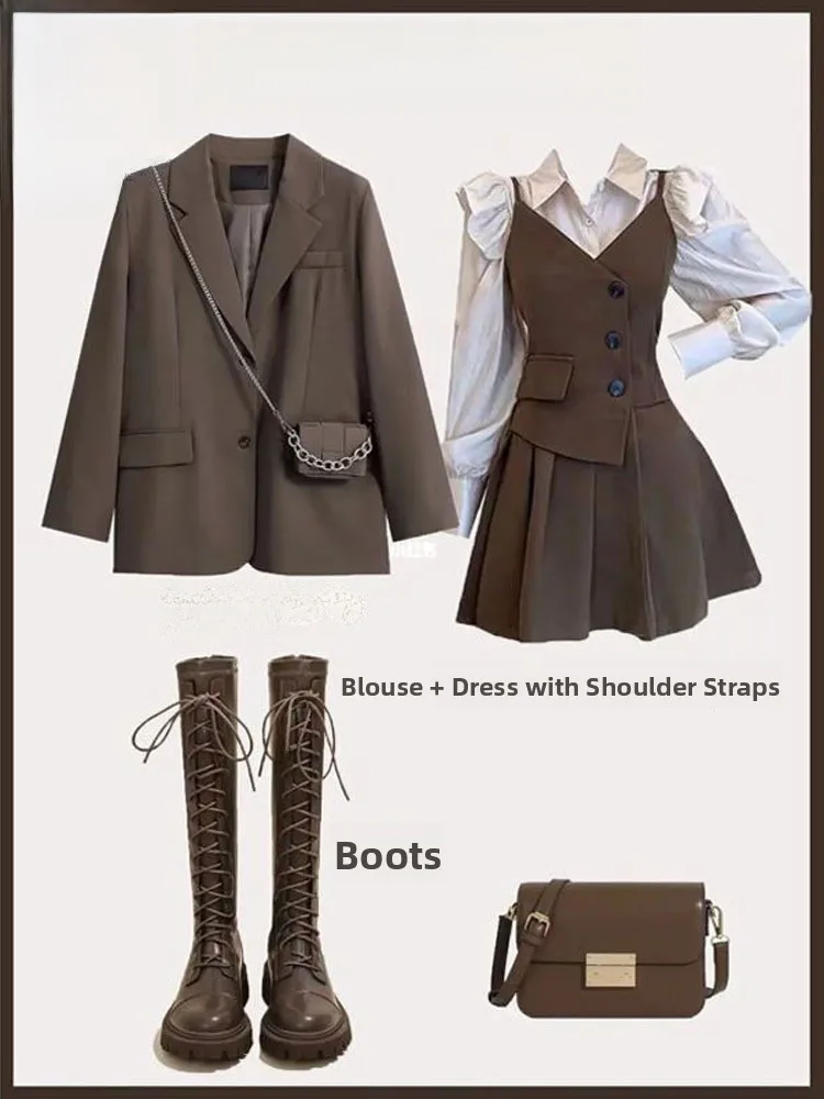 Faionable Ensemble t-shirt d'automne avec jupe trapèze taille haute Jaet et irt Dr sur mesure pour jeunes femmes professionnelles