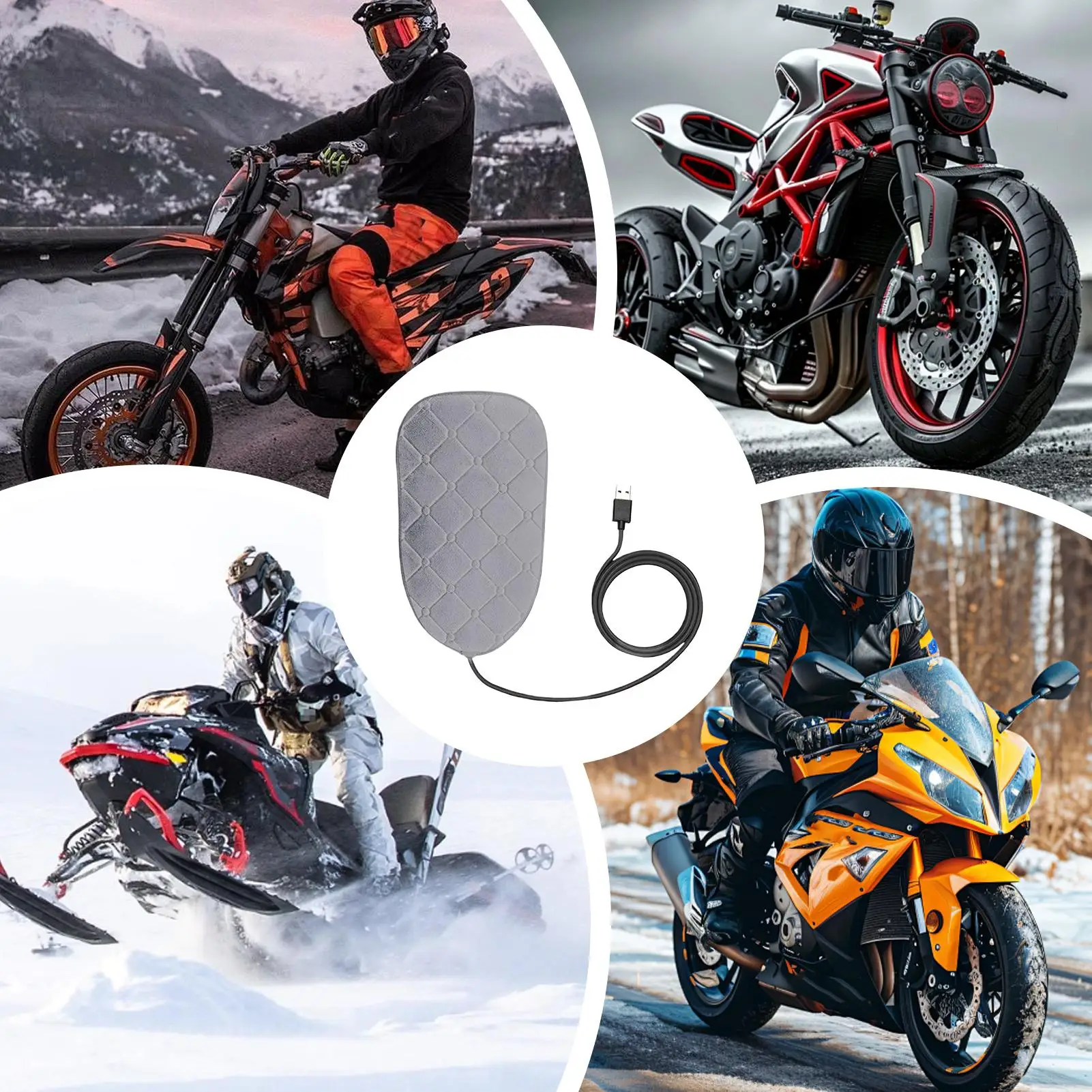 

Motorcycle Seats 2 Temps Non-Slip Pads Fast Heating Motorcycle Seat Covers For Motorbike Snowmobile Scooter Winter Daily Outdoor