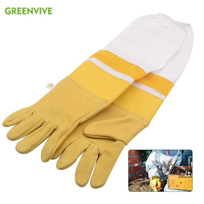 

Beekeeping Gloves Goatskin Beekeeper Gloves Protective Sleeves Ventilated Beekeeping Vented Professional Anti Bee Gloves