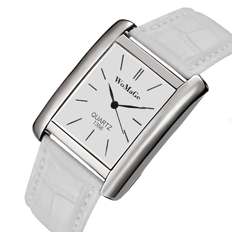 Men's Square Leather Watch, Luxury Quartz Design