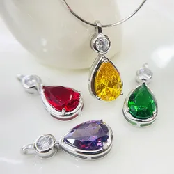 Buyee 925 Sterling Silver Stone Pendant Chain Light Color Crystal Necklace for Women Fashion Glamour Fine Jewelry Chain