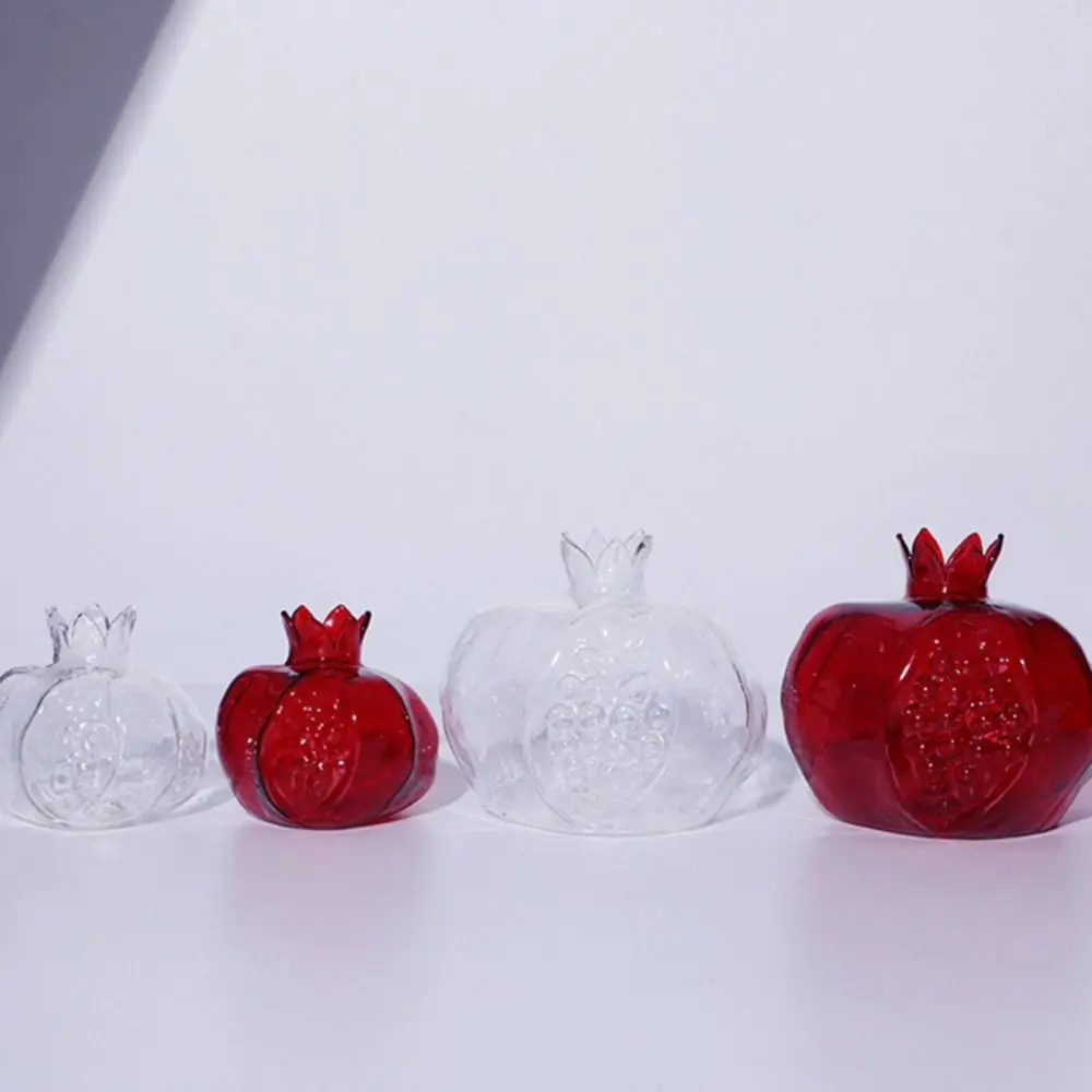 Transparent Pomegranate Glass Vase Creative Glass Red Hydroponic Flower Vase Hammer Pattern Pomegranate Fruit Vase Home Decor