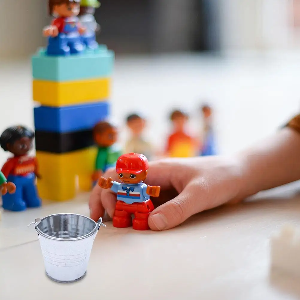 6 Pcs Bucket Toys Kids Mini Bucket Mini Iron Flower Pot C Small Storage Pot Silver Color Desktop Office Gardening Planting