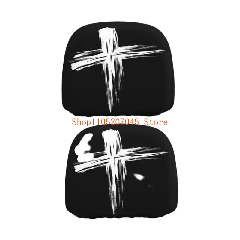37cd Printed Skull Pattern Car Headrest Covers Halloween Decoration Polyester Fabric