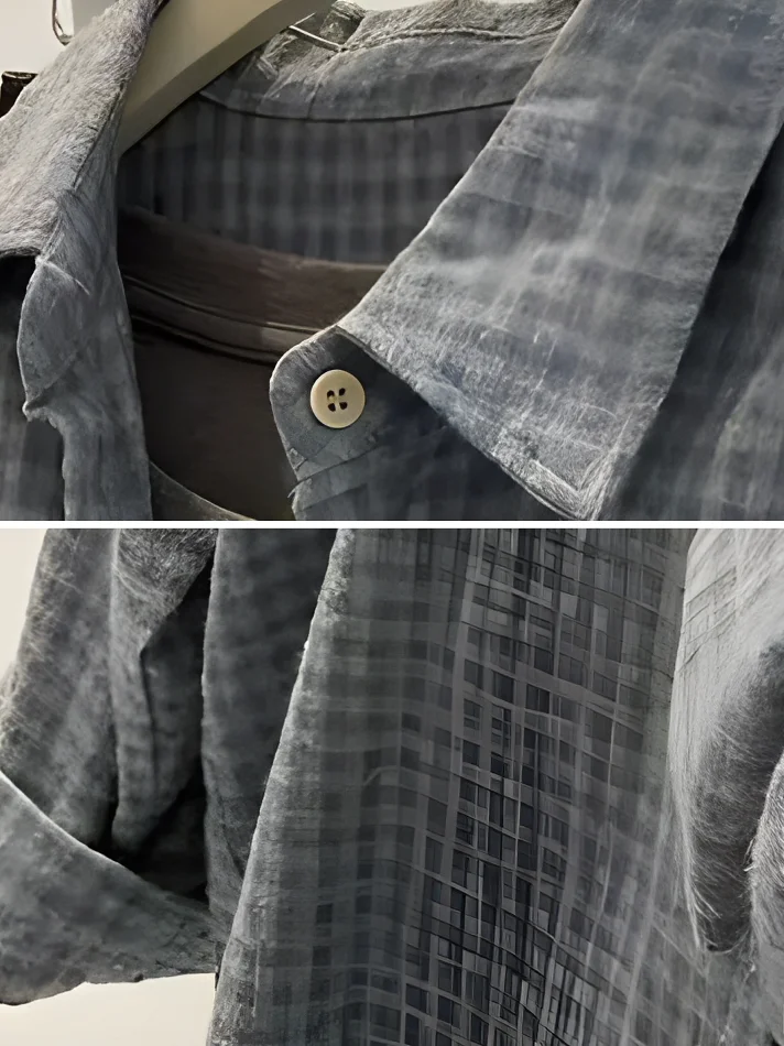 Retro Waed Brued Thiened Blue Plaid irt Jaet Women Winter Loose Casual Outerwear Trendy Layered Top Breathable