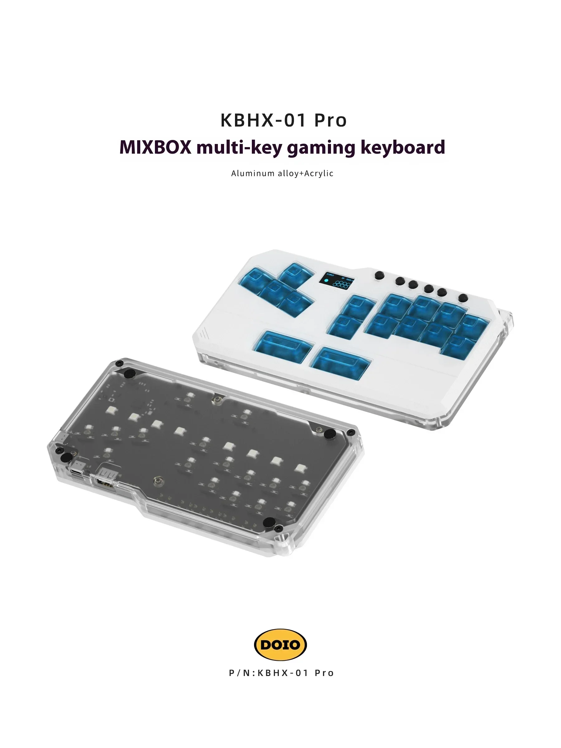 Imagem -04 - Doio-hitbox Kbhx01 Teclado Mini Jogo 16 Teclas com Fio Alumínio Alloy Gaming Keyboard Hot Swap Suporte Personalizado Ps4 Ps5 Switch Gift