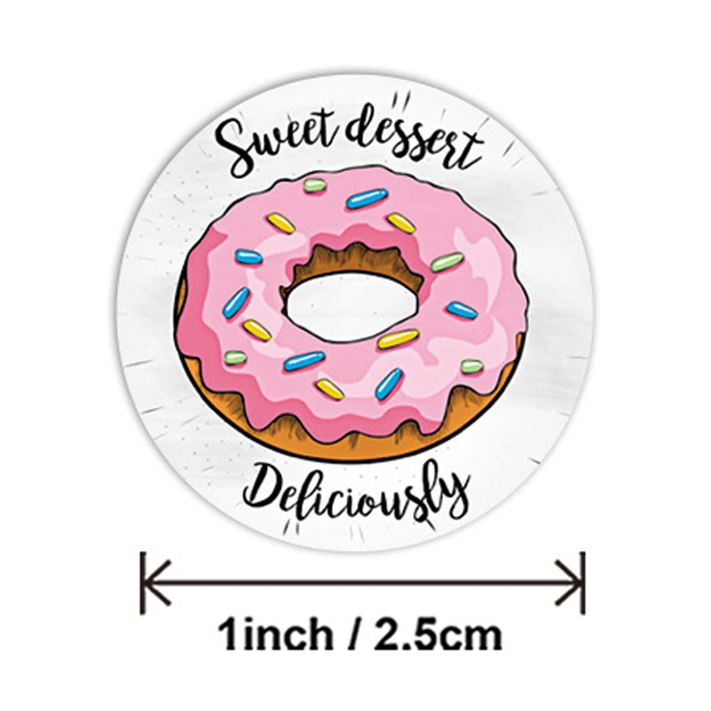 100-500PCS Round Donut Stickers Homemade Bakery Baking Colorful Decoration Labels Kids Party Scrapbooking Stationery Stickers