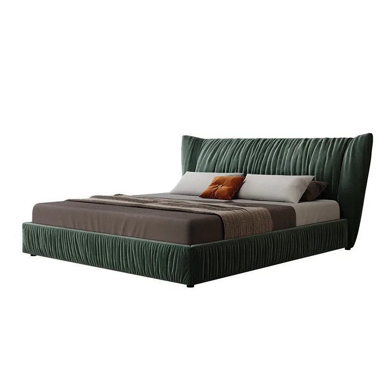ml-Italian Modern Simple Ground Cloth Cloth Bed Double Master Bedroom Big Bed Modern Simple Light Luxury Wedding Bed%