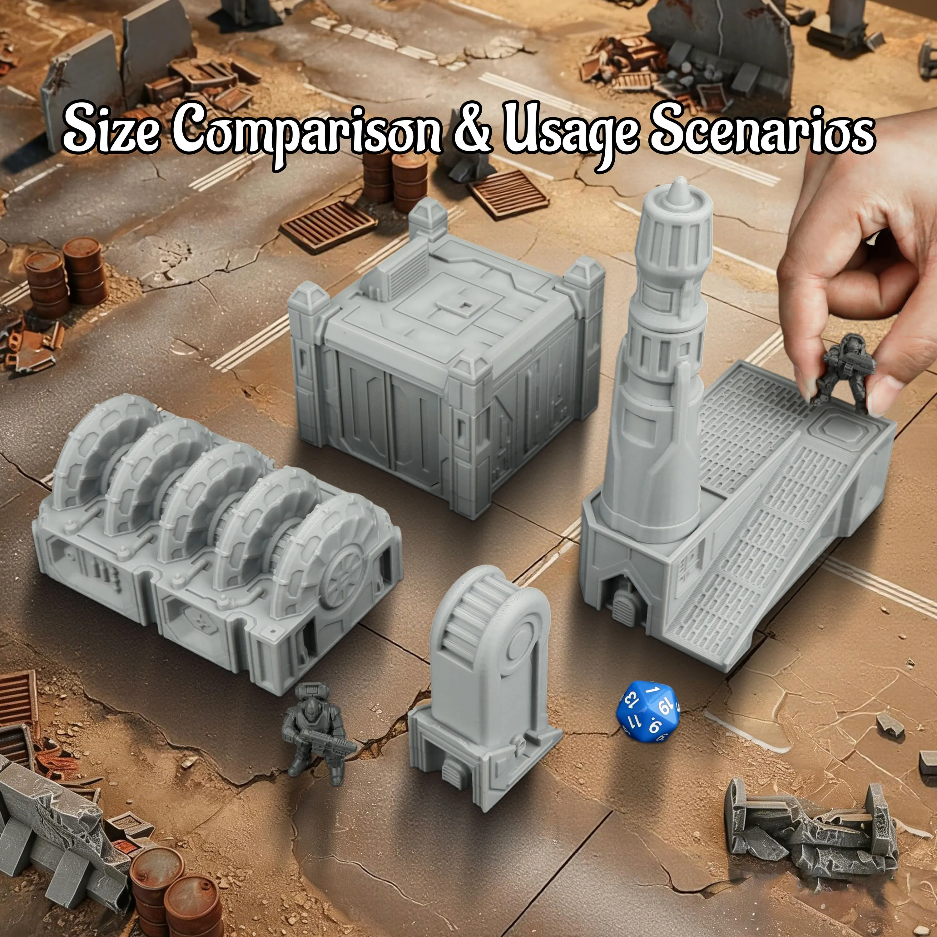 Sci-Fi Building Miniature Terrain Set – Futuristic Modular Architecture for TTRPG Tabletop, Gift for Sci-Fi Role Playing