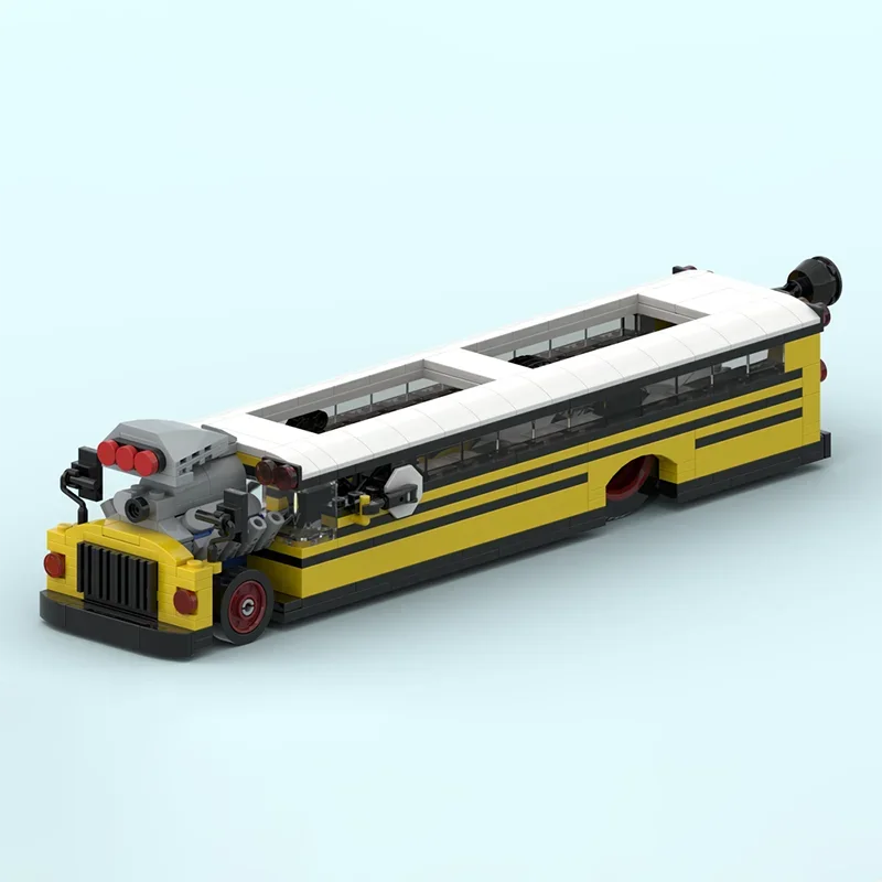 393-Piece MOC School Bus Education Express 8 Stud Wide Model Building Blocks Modular Bus Model Building Blocks DIY Toys Gift