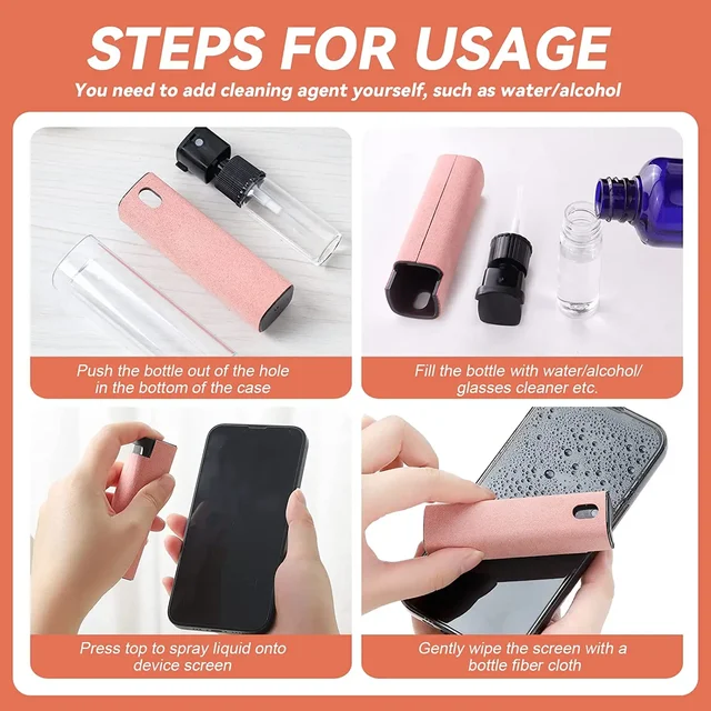 2 in 1 Screen Cleaner Spray Bottle Computer Cellphone Screen Cleaner with Microfiber Cloth Set Cleaning Tools Cleaning Supplies 6 2-in-1 Screen Cleaner Spray Bottle with Microfiber Cloth – for Laptops, Phones and Tablets – view 6