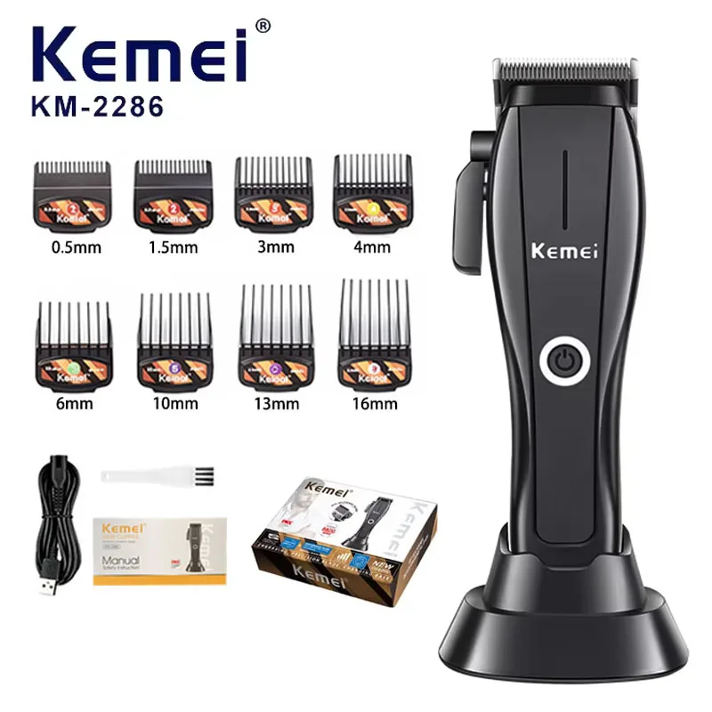 Kemei KM-2286 8800RPM Hight Speed Hair Clippers Professional DLC Blade Electric Trimmer Rechargeable Hair Cutting Machine