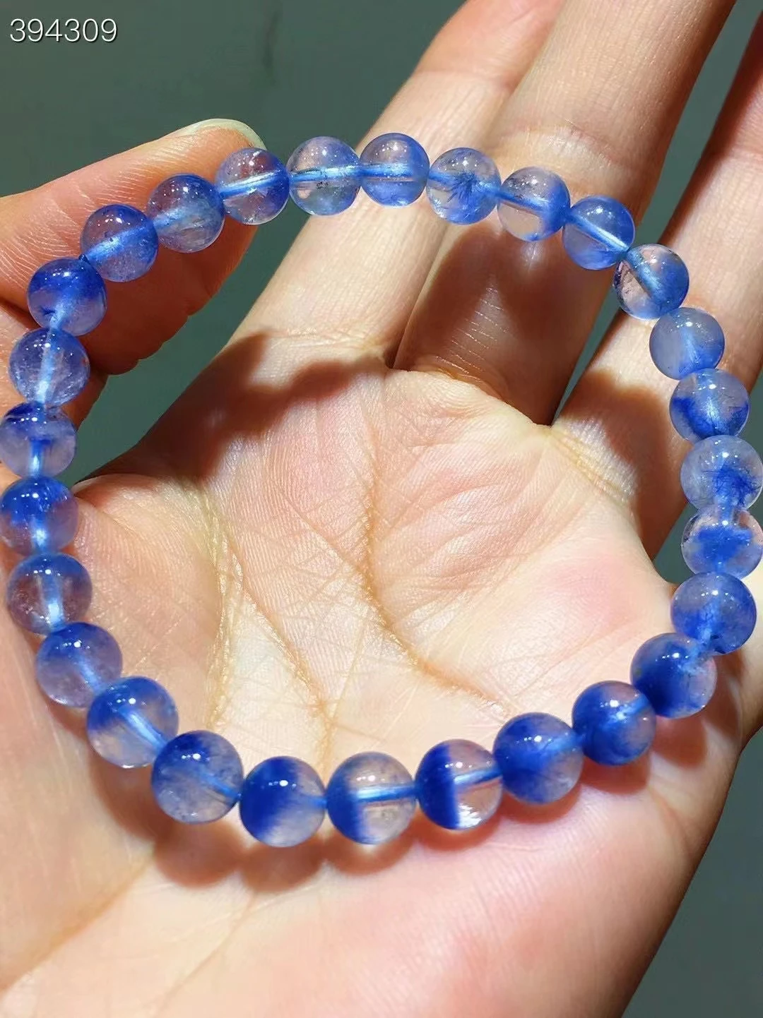 

Натуральный синий дамортьит, рутилированный кварц, прозрачные бусины, браслет 6,8 мм, синий рутиловый кошачий глаз, прозрачные круглые бусины, камень AAAAAAA