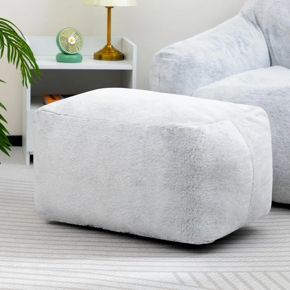 

15"(H) Bean Bag Ottoman Pouf, 6.6LB Memory Foam Filled Footstool for Sofa, Accent Stuffed Footrest Stool with Washable Cover, S