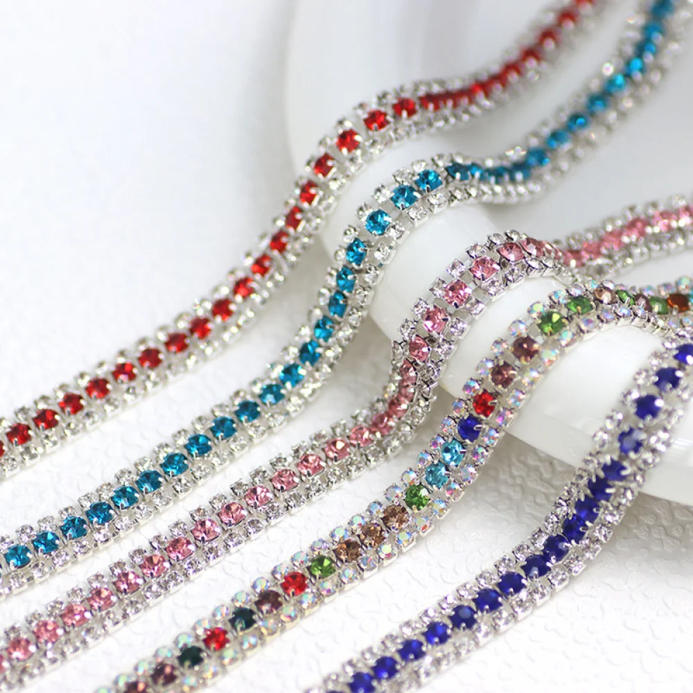 

5 ярдов, 3 ряда, цепочка со стразами, стеклянная цепочка, швейное ремесло, сделай сам, свадебные платья ручной работы и украшения для вечеринок