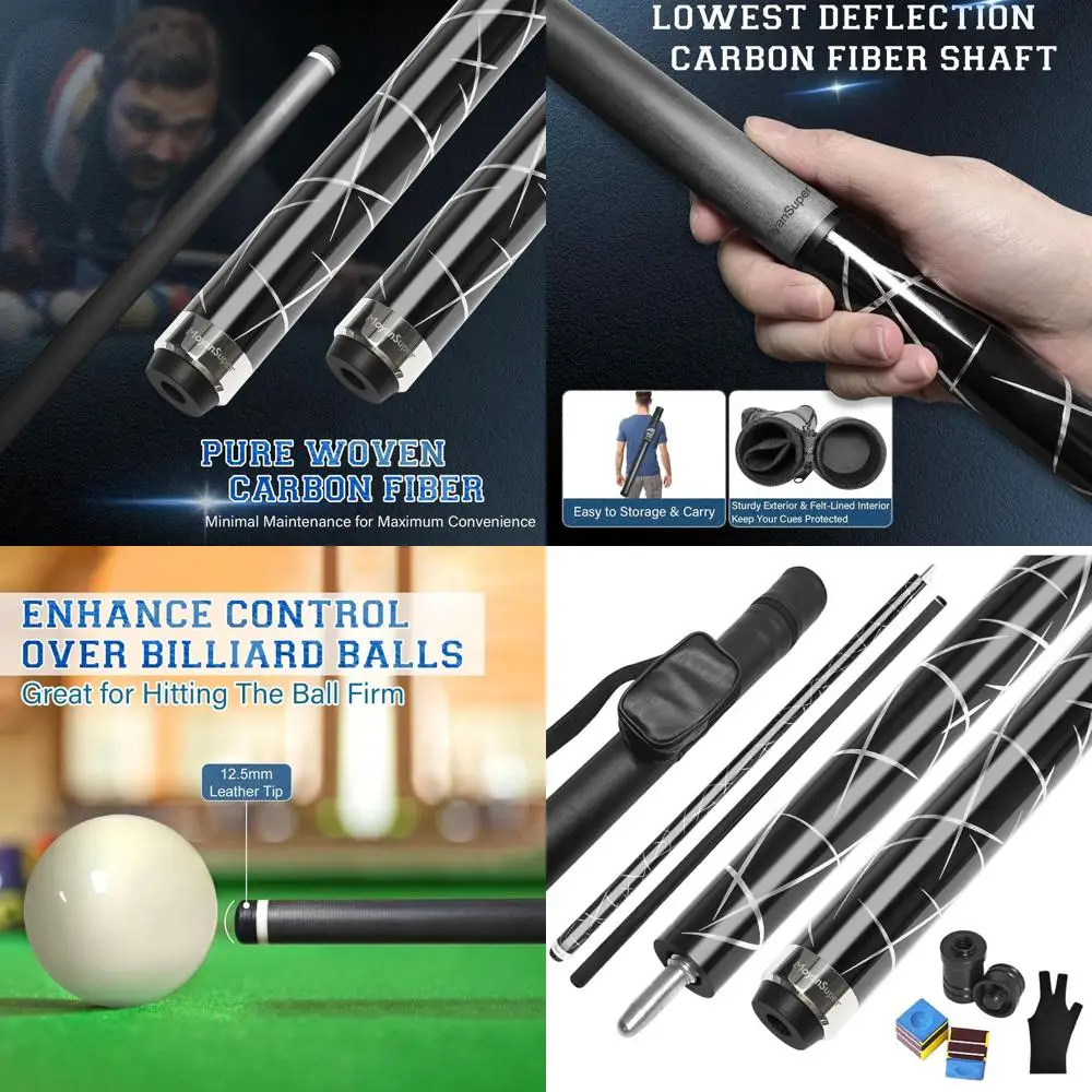 

Профессиональный бильярдный кий с карбоновым стволом, наконечник 12,5 мм, длина 58 дюймов, вес 21 унция, жесткий кейс и аксессуары