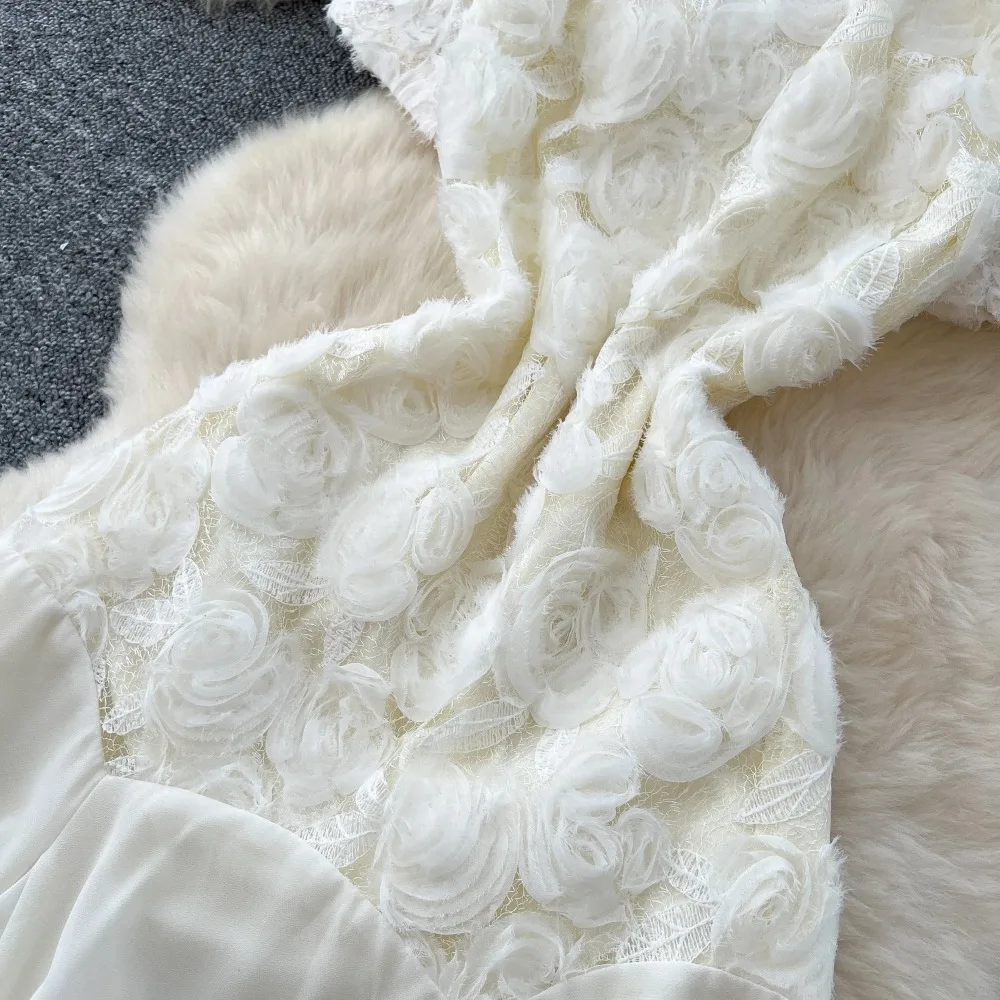 Chic Sexy puff sleeve floral Fairy Casual A-line dress Vestido Summer Beach Vacation Women Boho Sundress