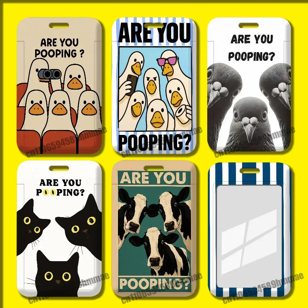 For Duck Cat Cow Are You Pooping Employee ID Card Holder Office Badge Student Bank Work Credit Holders Hard Case Shell