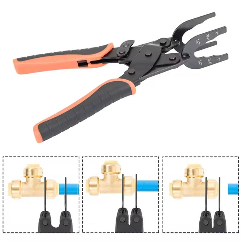 Push-Fit Disconnect Tong Tool For Easily Removing Push-To-Connect Fittings(1/2In, 3/4In, 1In), Multi-Sized Removal Tool