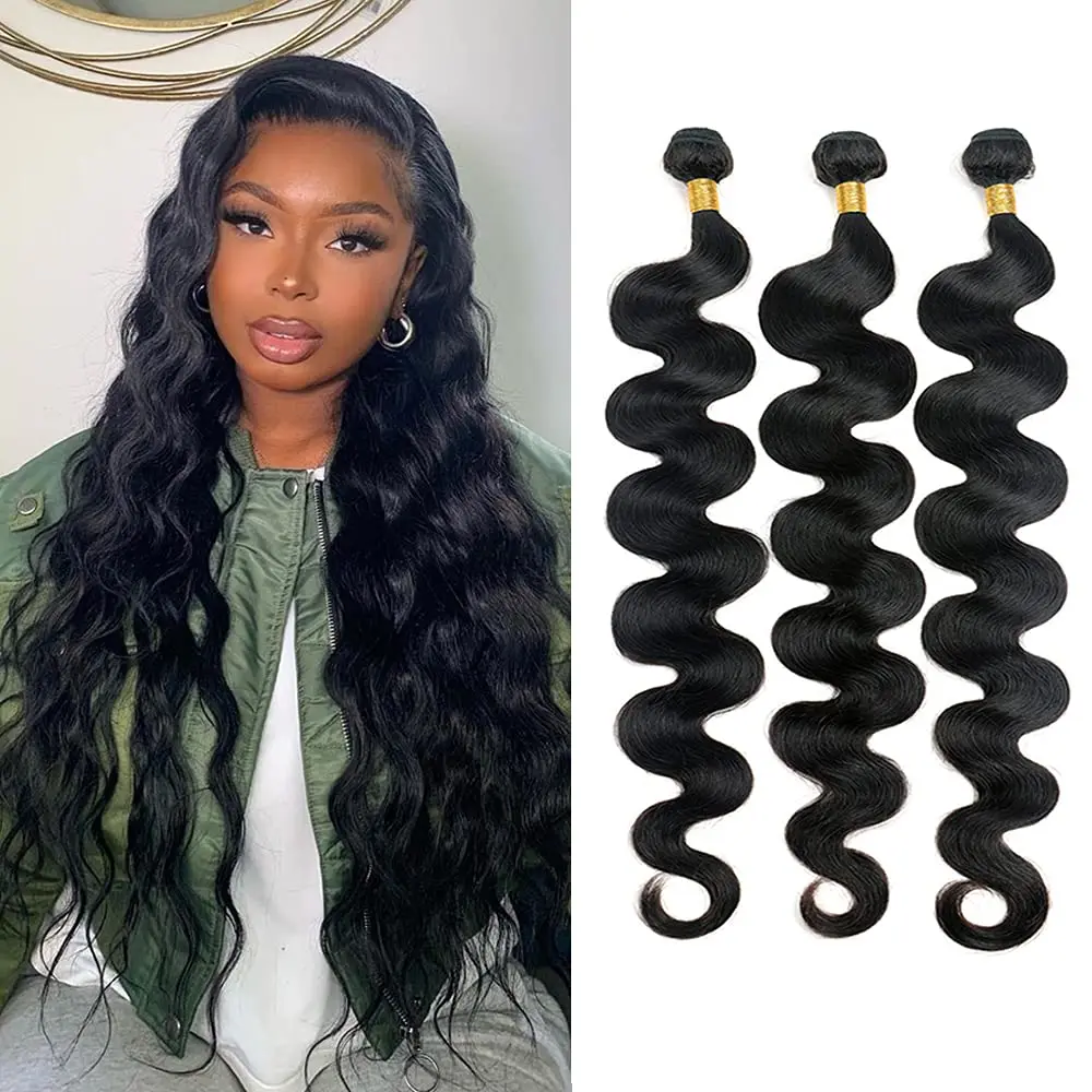 30 34Inch body Wave Bundle 100% Human Hair Double Weft Curly Raw Hair Extensions Tissage Unprocessed Indian Hair Quick Weave