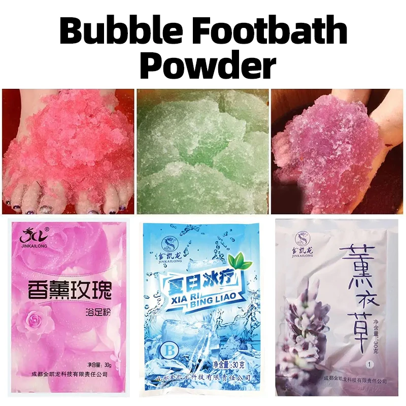 60g Bubble Bath Powder SPA Exfoliation Scruber Body Foot Crystal Mud Soak Foot Bath Salt Rose Mint Lavender Skin Care