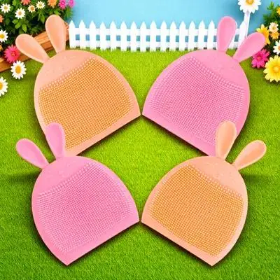 4Pcs Silicone Rabbit Face Scrubber Brush Set Gentle Exfoliating Soft Facial Cleanser Waterproof Face Massager for Delicate Skin