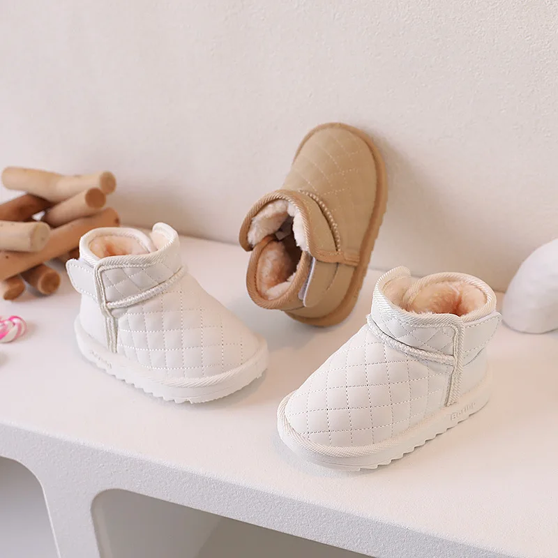 Stivali da neve per neonate autunno inverno bambini scarpe calde in cotone per esterni stivali Casual per bambini in peluche antiscivolo antivento impermeabili