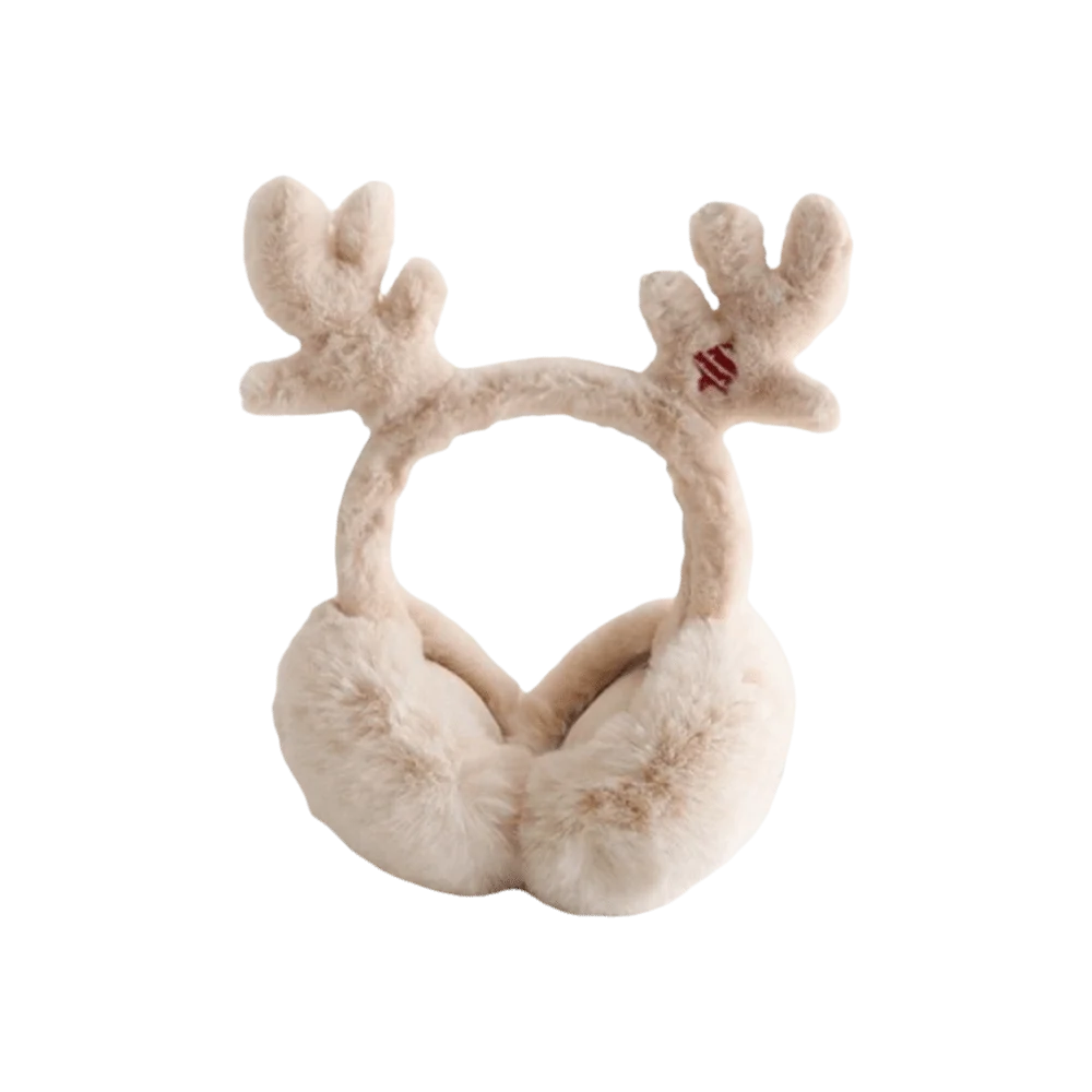 Foldable Design Reindeer Antler Earmuffs Soft Material Fluffy Faux Fur Earmuffs Portable Size Kawaii Antler Decor