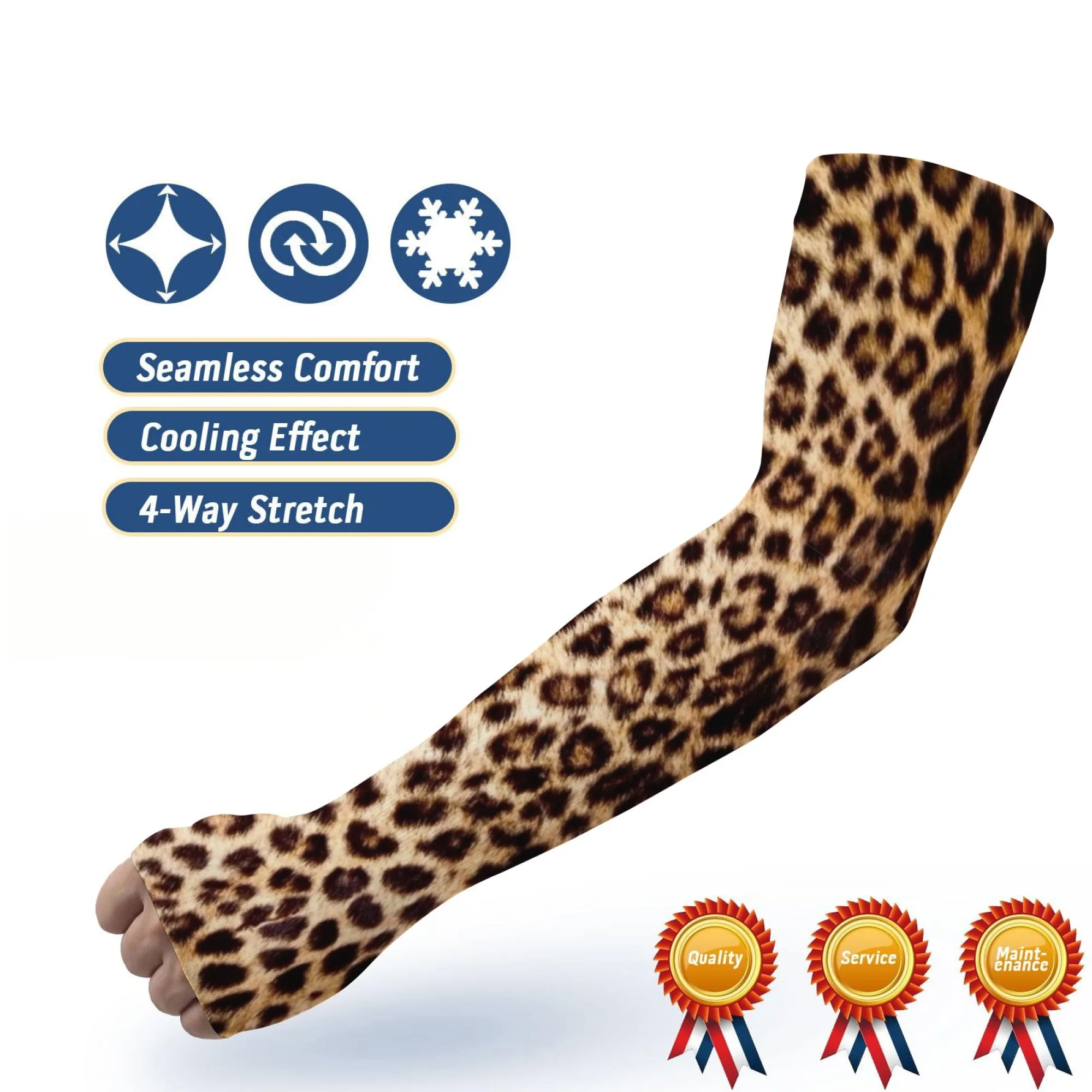 Mode Leopard Print Arm Ärmel Eis Stoff Anti-Uv Sonnencreme Laufen Radfahren Hülse Outdoor Sport Radfahren Arm Wärmer Männer