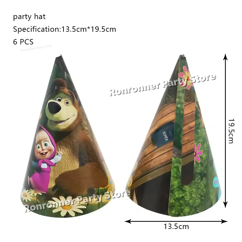 Masha And The Bear Theme Birthday Party Decorations Cute Cups Plates Napkin Balloons Banner Backdrop Party Supplies Gift - view 5