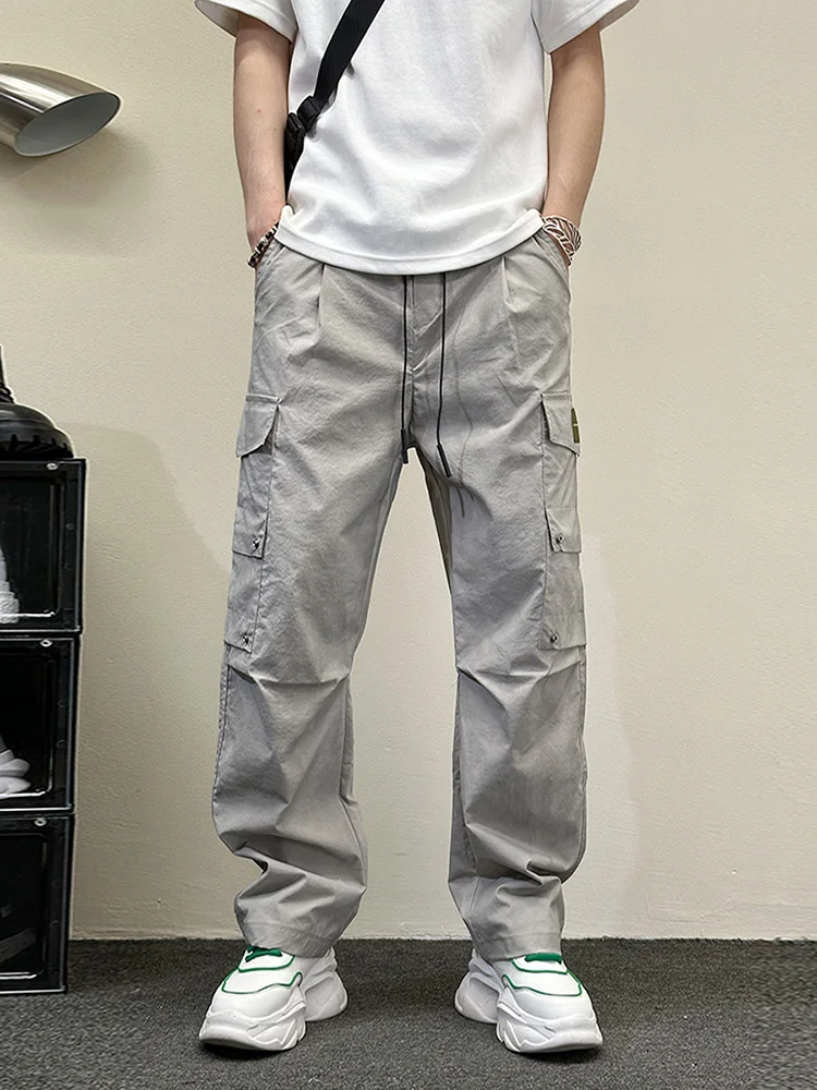 

Новые летние мужские брюки Utili, широкие брюки прямого кроя, повседневные брюки с несколькими карманами, дышащая свободная рабочая одежда